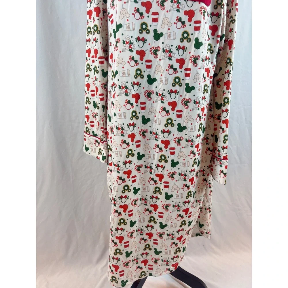Mickey Minnie Mouse Holiday‎ Christmas Nightgown Long Sleeve White Red 2XL